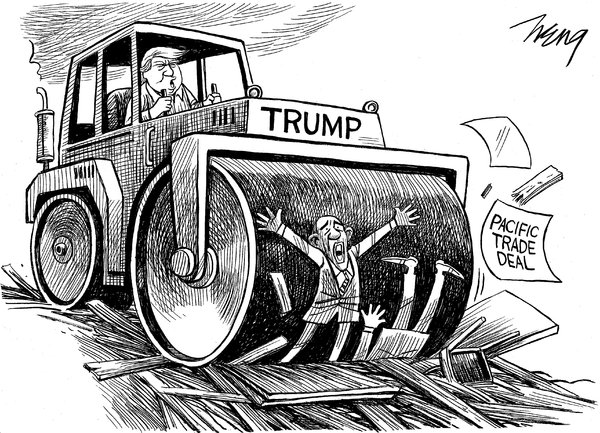 特朗普毁了奥巴马的TPP（漫画）